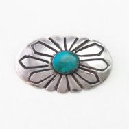 Atq Navajo Stamped Ingot Slv Pin&Top w/Gem Turquoise c.1940～