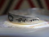 Atq Stamped Arrows Applique Cuff w/Green Turquoise  c.1930～