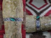Atq Stamped Arrows Applique Cuff w/Green Turquoise  c.1930～