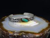 Atq Stamped Arrows Applique Cuff w/Green Turquoise  c.1930～