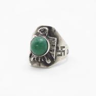 Atq Navajo T-bird Applique & 卍Stamped Cigar Band Ring c.1930