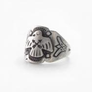 Atq Navajo Stamped T-bird Applique Cigar Band Ring c.1930～