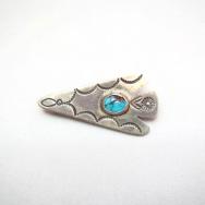 Antique Arrowhead Shape Samll Silver Pin Brooch w/TQ c.1930～