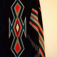 Antique Chimayo Hand Woven Blanket Black  c.1940～ 133/216