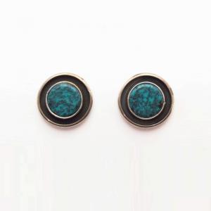 Old Navajo/Pueblo Round Turquoise Pierced Earrings c.1970～