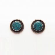 Old Navajo/Pueblo Round Turquoise Pierced Earrings c.1970～