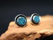 Old Navajo/Pueblo Round Turquoise Pierced Earrings c.1970～