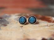 Old Navajo/Pueblo Round Turquoise Pierced Earrings c.1970～