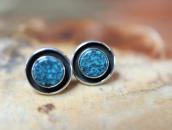 Old Navajo/Pueblo Round Turquoise Pierced Earrings c.1970～