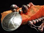 Vintage Indian Silver Bead Necklace w/Liberty Coin