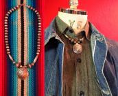 Vintage Indian Silver Bead Necklace w/Liberty Coin