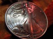 Vintage Indian Silver Bead Necklace w/Liberty Coin