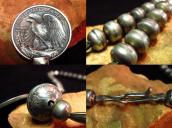 Vintage Indian Silver Bead Necklace w/Liberty Coin