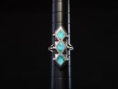 Vtg Zuni Rhombus Shape Turquoise Inlay Silver Ring c.1960～
