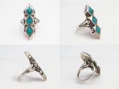 Vtg Zuni Rhombus Shape Turquoise Inlay Silver Ring c.1960～