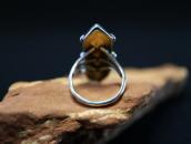 Vtg Zuni Rhombus Shape Turquoise Inlay Silver Ring c.1960～