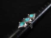 Vtg Zuni Rhombus Shape Turquoise Inlay Silver Ring c.1960～