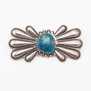 【Ray Adakai】 Bow Shape Slv Pin w/Hi-Grade Lone Mt. Turquoise