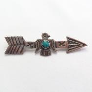 Antique Stamped Arrow & Thunderbird Silver Pin w/TQ  c.1930～
