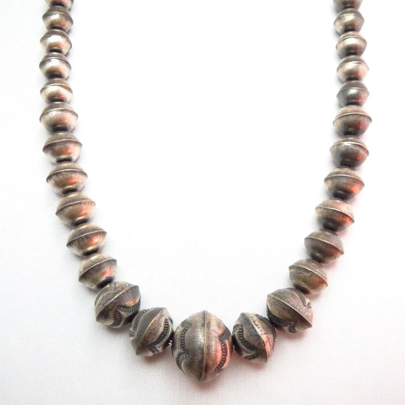 OLDPAWN Stamped Silver Bead Necklace