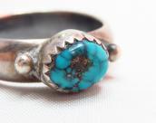OLD PAWN Silver Ring with Gem Turquoise