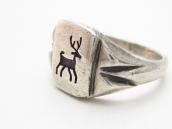 Vintage Hopi or Navajo Silver Overlay Elk Seal Ring  c.1950