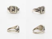 Vintage Hopi or Navajo Silver Overlay Elk Seal Ring  c.1950