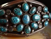 Vintage High Grade Lone Mt. Turquoise Cluster Cuff  c.1940～
