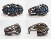 Vintage High Grade Lone Mt. Turquoise Cluster Cuff  c.1940～