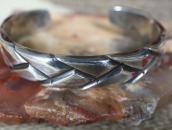 Antique Navajo Basket Stamped Heavy Ingot Silver Cuff c.1935