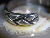 Antique Navajo Basket Stamped Heavy Ingot Silver Cuff c.1935