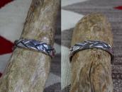 Antique Navajo Basket Stamped Heavy Ingot Silver Cuff c.1935