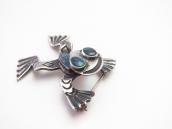 Vintage Navajo Structural Frog Pin w/Gem Turquoise  c.1950