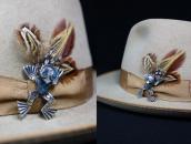 Vintage Navajo Structural Frog Pin w/Gem Turquoise  c.1950