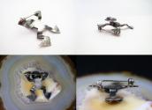Vintage Navajo Structural Frog Pin w/Gem Turquoise  c.1950