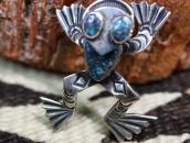 Vintage Navajo Structural Frog Pin w/Gem Turquoise  c.1950