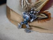 Vintage Navajo Structural Frog Pin w/Gem Turquoise  c.1950