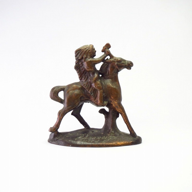 Vtg Bronze Indian Riding Horse Small Statue Object  c.1948