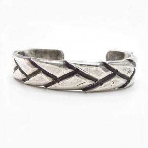 Antique Navajo Basket Stamped Heavy Ingot Silver Cuff c.1935