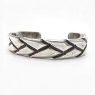 Antique Navajo Basket Stamped Heavy Ingot Silver Cuff c.1935