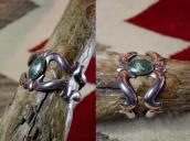 【NAVAJO GUILD】Vtg Casted Silver Wide Cuff w/Turquoise c.1950