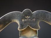 【NAVAJO GUILD】Vtg Casted Silver Wide Cuff w/Turquoise c.1950