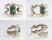 【NAVAJO GUILD】Vtg Casted Silver Wide Cuff w/Turquoise c.1950