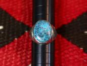 Vintage Navajo Gem #8 Turquoise Men's Silver Ring  c.1950～
