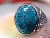 Vintage Navajo Gem #8 Turquoise Men's Silver Ring  c.1950～