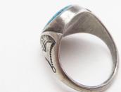 Vintage Navajo Gem #8 Turquoise Men's Silver Ring  c.1950～