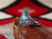 Vintage Navajo Gem #8 Turquoise Men's Silver Ring  c.1950～