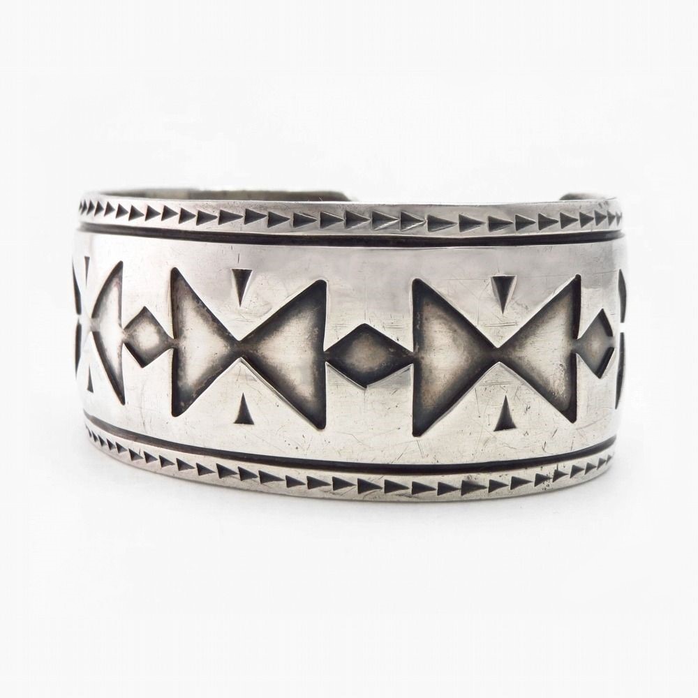 【NAVAJO GUILD】Vintage Stamped Silver Overlay Cuff c.1950～