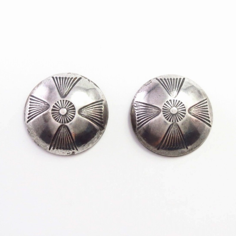 【Austin Wilson】 Vtg Stamped Concho Pierced Earrings  c.1940～