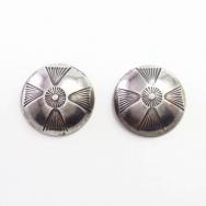 【Austin Wilson】 Vtg Stamped Concho Pierced Earrings  c.1940～
